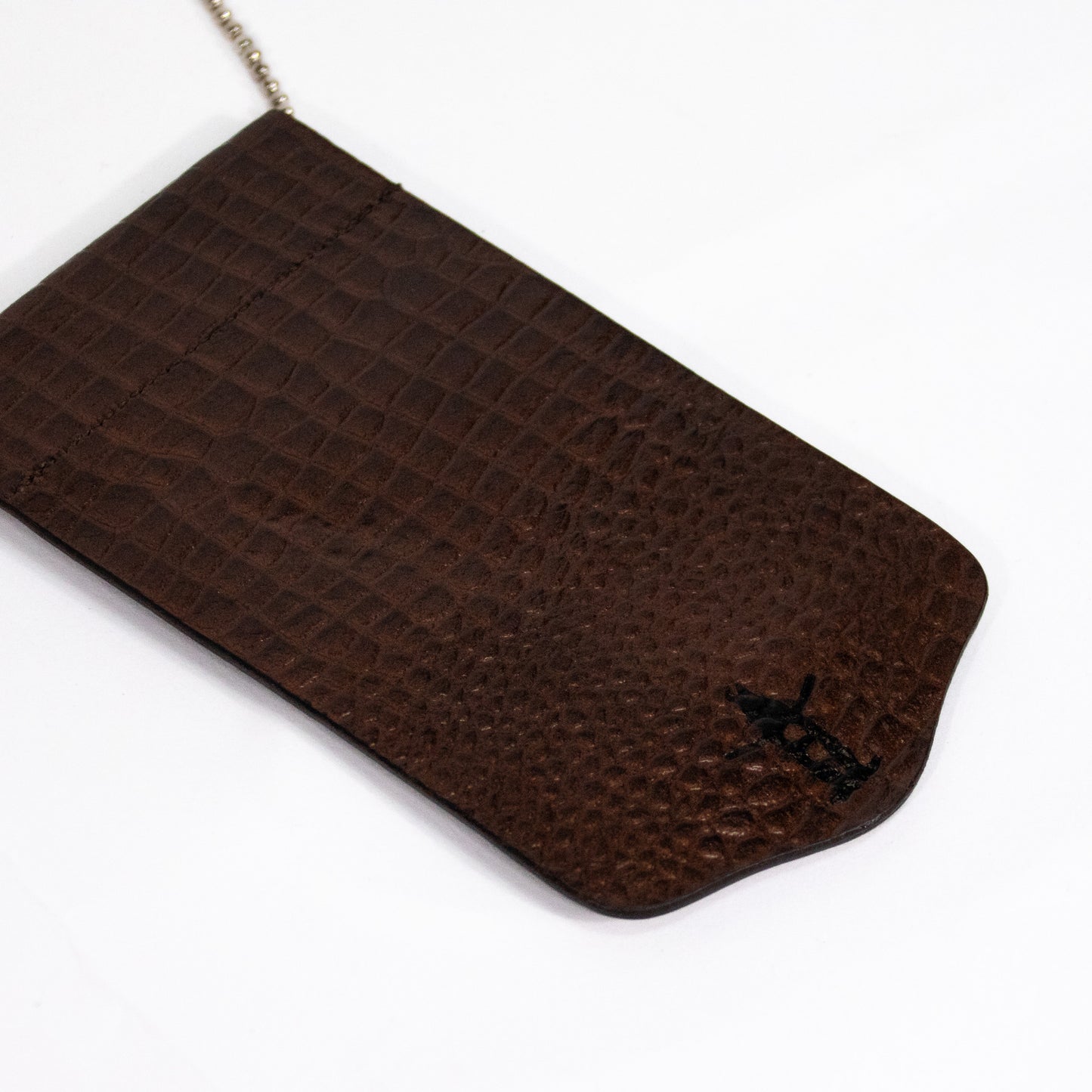 Large Embossed Alligator Badgeholder - Brown