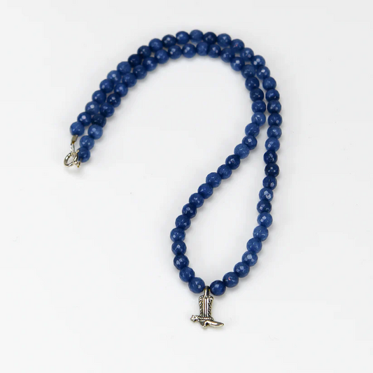 Southern James Necklace with Boot Charm - Navy